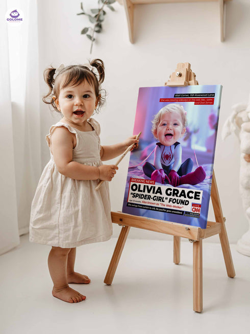 Custom Baby News Poster – Personalized Baby Web Walker Girl Wall Art